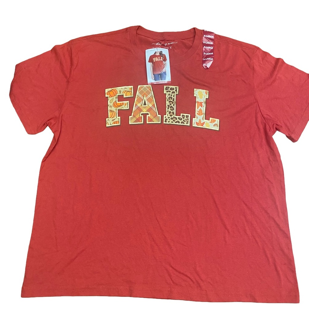 State of Mine NWT Red Women Fall Harvest Graphic Tee XL-Rust FALL Design